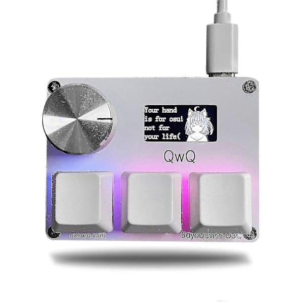 Sayodevice Osu O3c Nopea Hall-kytkin Magneettiset Lineaariset Kytkimet Näppäimistö Nuppilla Ja Näytöllä, Kopioi Liitä, Pikakuvakkeet, Makro Hotswap Mini Näppäimistö 4 key black