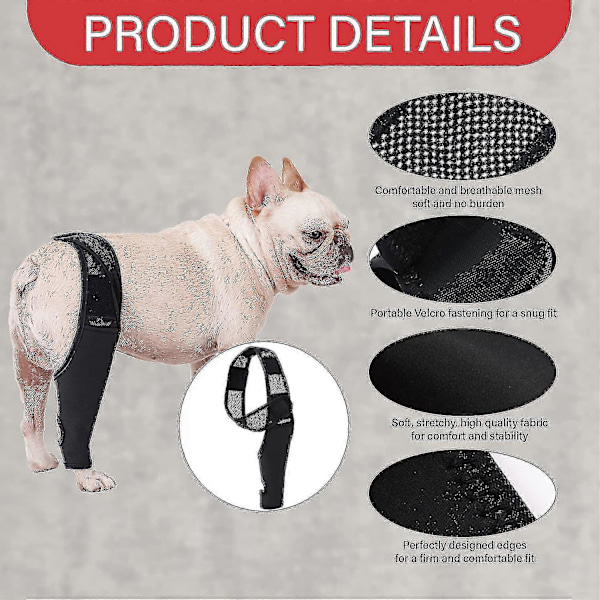 Knebeskytter for hund, benbeskytter for hund, hoftebeskyttelse for korsbåndskader, CCL, patellaluksasjon eller osteoartritt_fs M