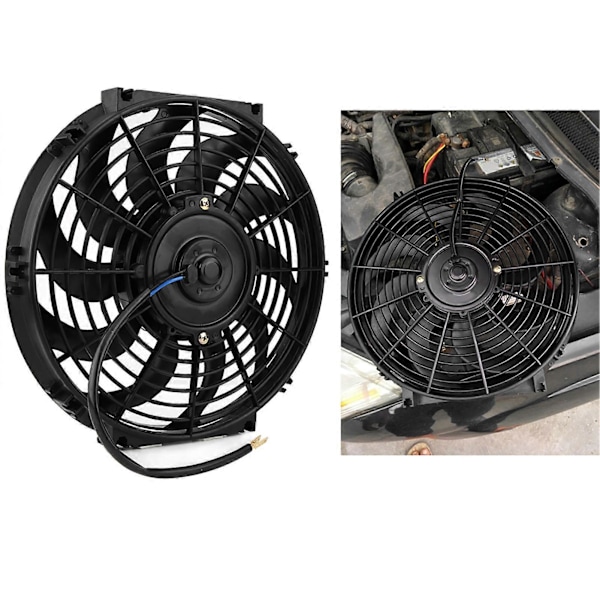 12 tommer Universal Tynd Bil Push Pull Elektrisk Motor Køleventilator 12V med Monteringssæt