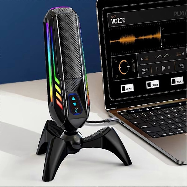 NY HK4 RGB Gaming Mikrofon Professionell Live Streaming Kondensator Skrivbords USB Brusreducerande Podcast Mikrofon