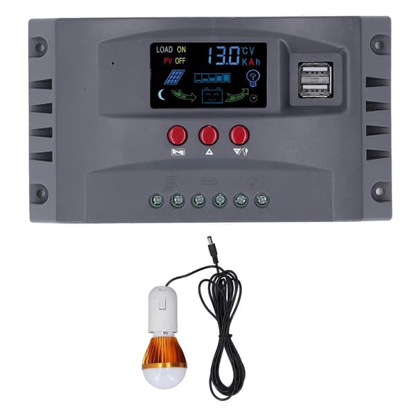 Solar Laderegulator med Lys LCD MPPT Overstrømsbeskyttelse Solar Laderegulator 12V 24V 20A