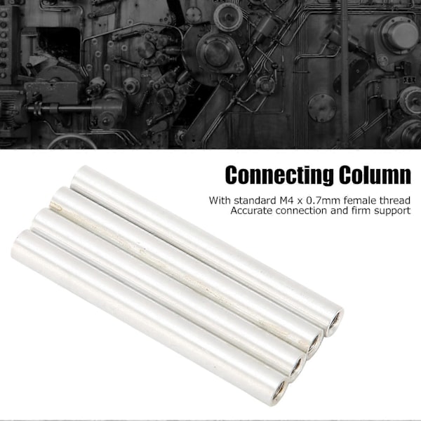 10st Aluminiumlegering Kolumn Rund Hona Gänga Standoff Distanser Fästelement M4x0.7mm Lång 52mm