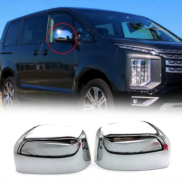 2 st ABS Krom Sidospegelkåpa för Delica D5 2020 Spegelskydd Trim