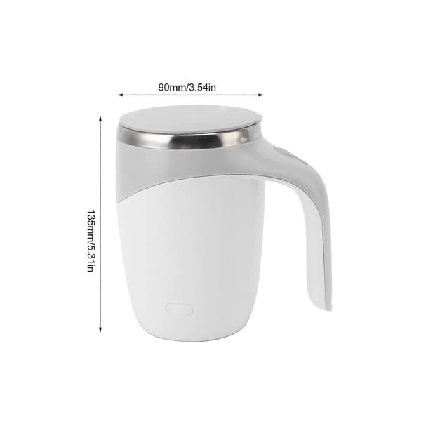 Automatisk Magnetisk Omrörande Kaffemugg Batteridriven Självomrörande Kopp Elektrisk Blandningskopp med Rostfritt Stål Foder Vit
