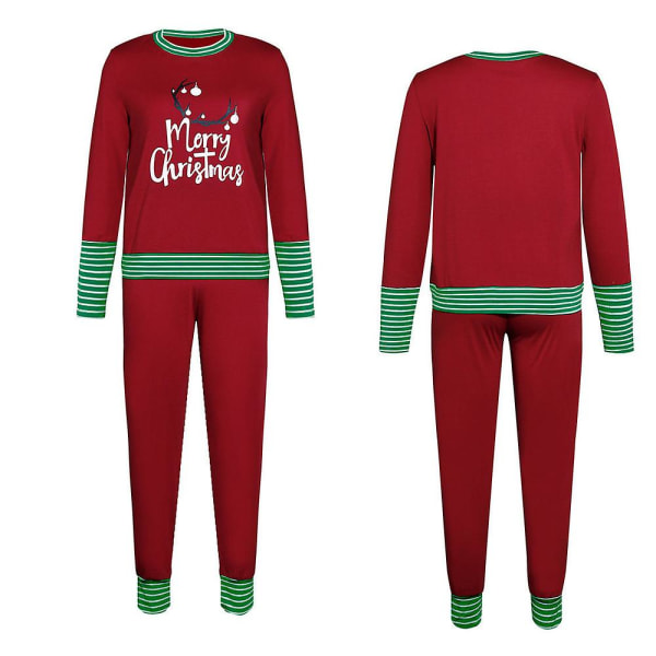 Christmas Women's Letter Printed Long Sleeve Pyjamas Set Christmas Pyjamas Lounge Wear Set Red 2XL