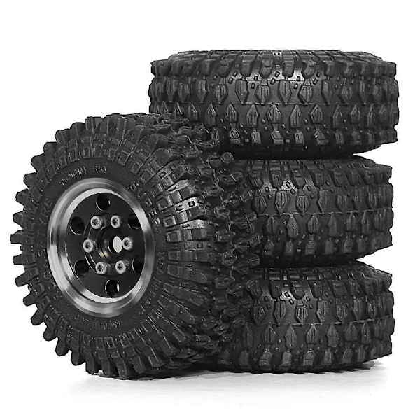 4kpl 55mm 1.0 tuuman Metallinen Beadlock-vanne rengas 1/18 1/24 RC Crawler -autoon TRX4M SCX24 Päivitysosat Tarvikkeet Musta