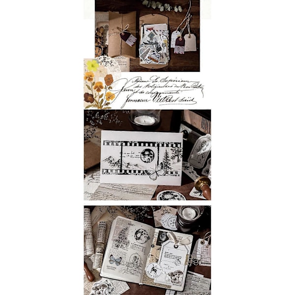Vintage Scrapbooking -tarra tarvikkeet DIY Journaling Scrapbook Liimautuvat Washi-paperileimatarrat Retro Collection E