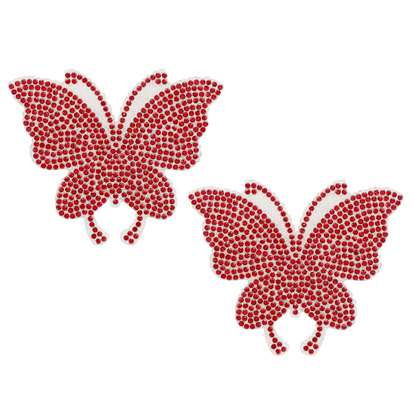 Kristallfjärilssticker Glänsande Självhäftande Hot Rhinestone för Dekoration Kläder Bil Dator Röd