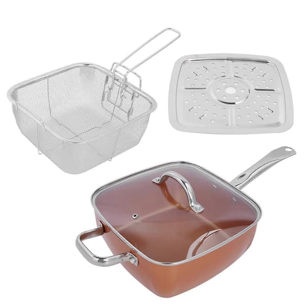 4 stk. sæt rustfrit stål non-stick stegepande multifunktionel kasserolle køkkenudstyr