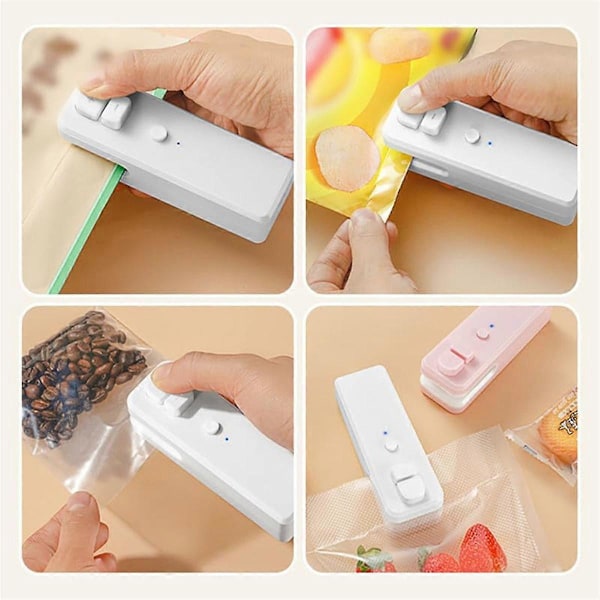2 STK USB Genopladelig Poseforsegler Poseforsegler og Skærer Mini Forseglingsmaskine Varmeforseglingsværktøj til Plastikposer Snackposer