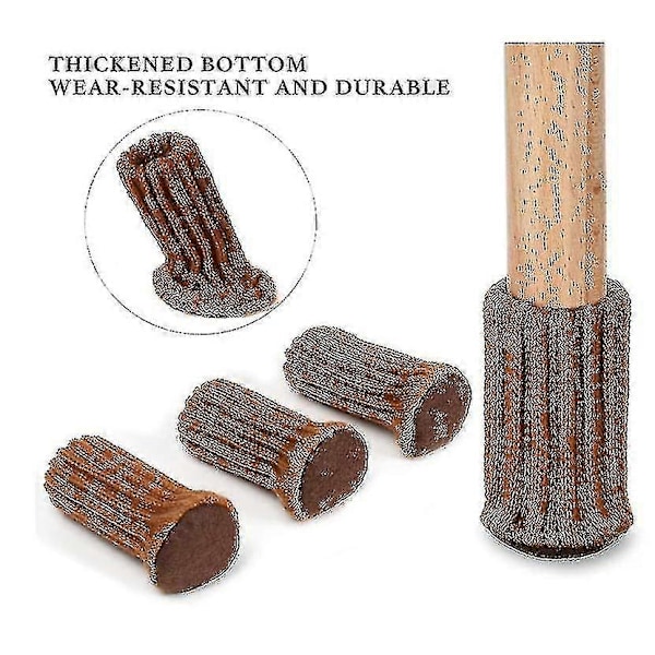 16-pack Stolsbensskydd Stickade Möbelstrumpor Brown