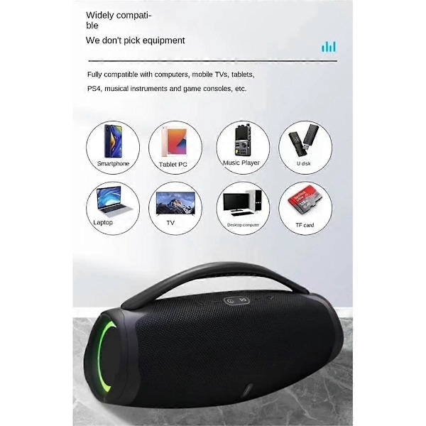 Bluetooth Högtalare Utomhus Portabel Vattentät RGB Färgljus Trådlös Subwoofer 360 Stereo Surround TWS Högtalare