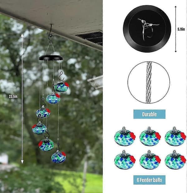 Charmerende vindspil med kolibrifoderautomater til have, gårdhave og terrasse dekoration