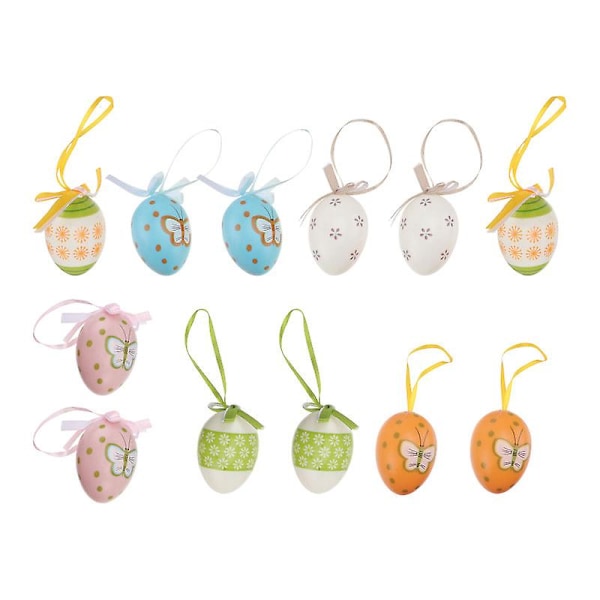 12 st Påskdekoration Ägg DIY Tryckta Ägg Färgglada Ornament