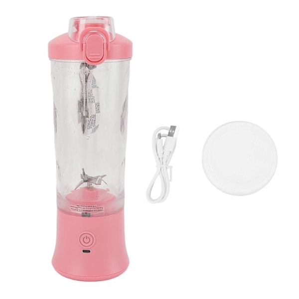 Bærbar Blender 600ml 2 Tilstande 150W 18000RPM USB Genopladelig 4000mAh Batteri Lækagesikker Låg Mini Juicer Kop til Shakes Pink