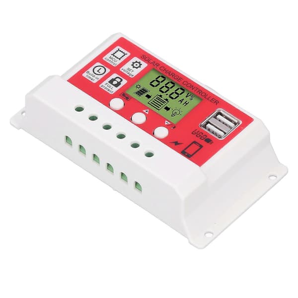 Solar Charge Controller PWM Lithium Batteri Fotovoltaisk Laderegulator LCD Display 12V/24V20A