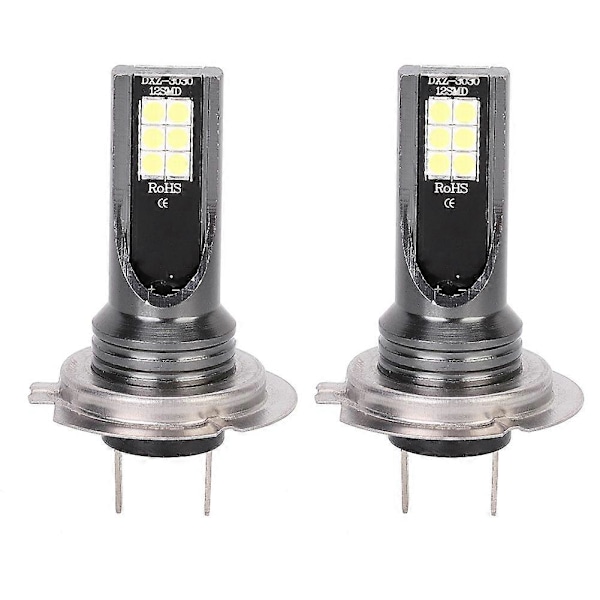 2 stk. H7 12LED Bilfrontlykt 3000K 24W 1000LM Høyt Lys Tåkelys