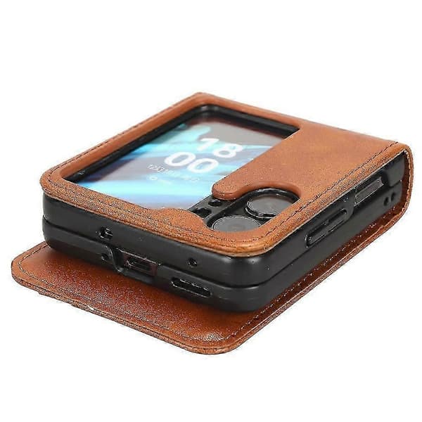 Lær Telefondeksel For Oppo Find N2 Flip Brown