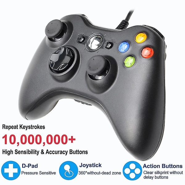 4-i-1 USB-kabelansluten gamepad för Xbox 360 / Windows 7 / 8 / 10