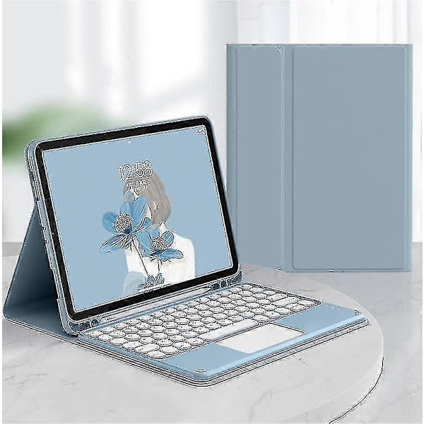 Galaxy Tab A7 10.4 tuumaa 2020 (sm-t500 T505 T507) Kosketusnäppäimistökotelo Hiirellä, Söpö Pyöreä Näppäin Värinäppäimistö Irrotettava Kosketuslevynäppäimistösuoja Blue