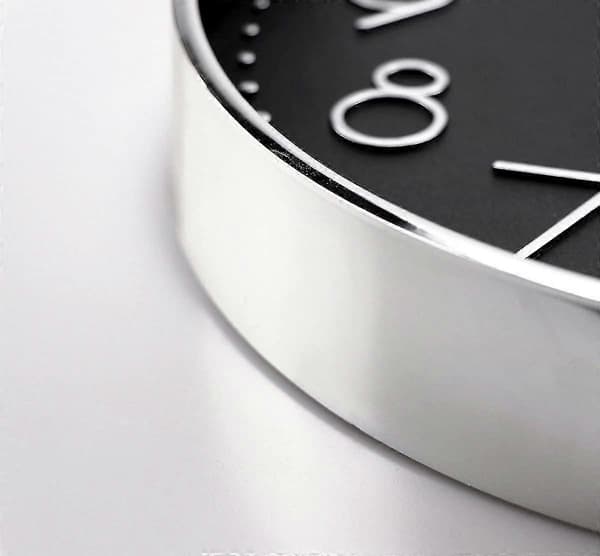 Seinäkello 12 tuumaa Hiljainen äänetön seinäkello blacksilver