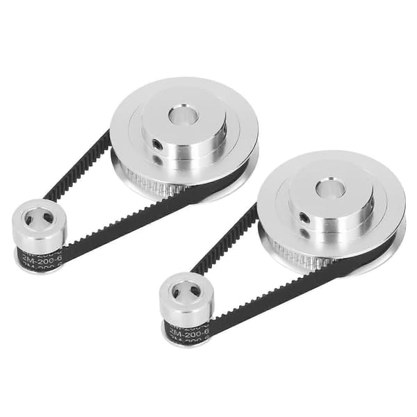 2 Set Synkront Hjul GT2 Aluminiumlegering Timing Remhjul med 2st Längd 200mm Bredd 6mm Rem 8mm Inre Hål