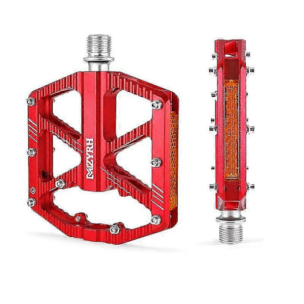 Reflekterende Cykelpedal 3 Lejer Skridsikre Mtb Pedaler Aluminium Legering Flade Vandtætte Cykelpedaler MZ-F336 red