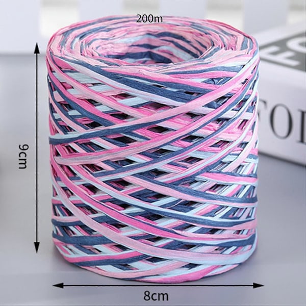 1 Rulle Papperssnöre Återvinningsbart DIY Klar Textur Handstickad Omslag Raffia Halm för Festival Purple