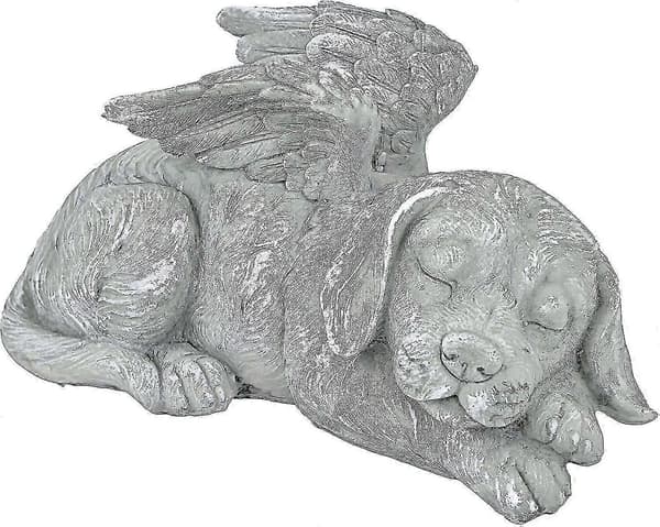 Hund Engel Kjæledyr Minne Grav Markør Statue, Polyresin, Stein Finish 1 stk, Grå)