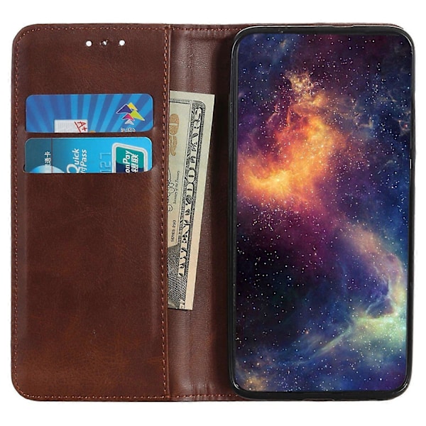 Til Xiaomi Redmi 13c Etui Split Læder Magnetisk Auto-absorberende Telefoncover Coffee