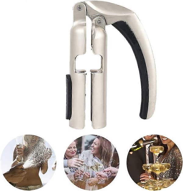 Champagneflaskeåpner, korktrekker for musserende vin og barkrukker