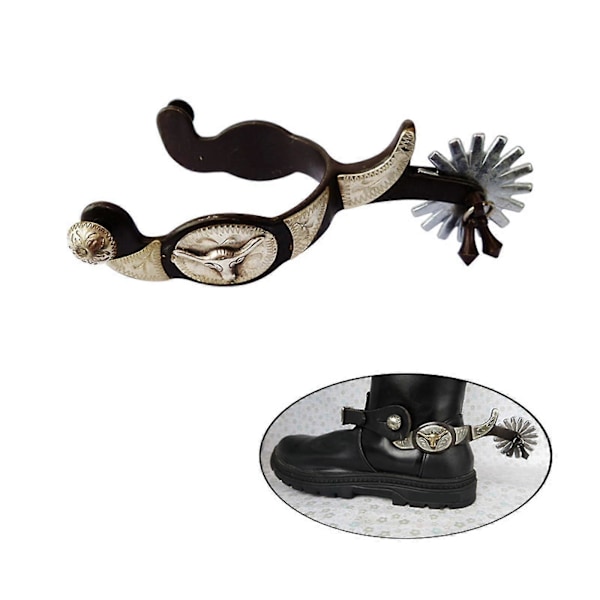 2x Hestesporer Anti-Rust Western Style Spore Til Konkurrenceudstyr Mænd Sølv Dark Brown