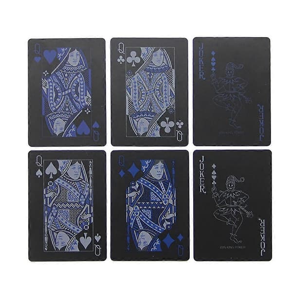 2 sæt Pokerkort Sort Blå PVC Spillekort til Familiespil