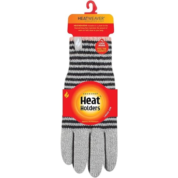 Dam Söta Randiga Fairisle Termiska Stickade Fleecefodrade Vinterhandskar Grey (Oslo) M-L