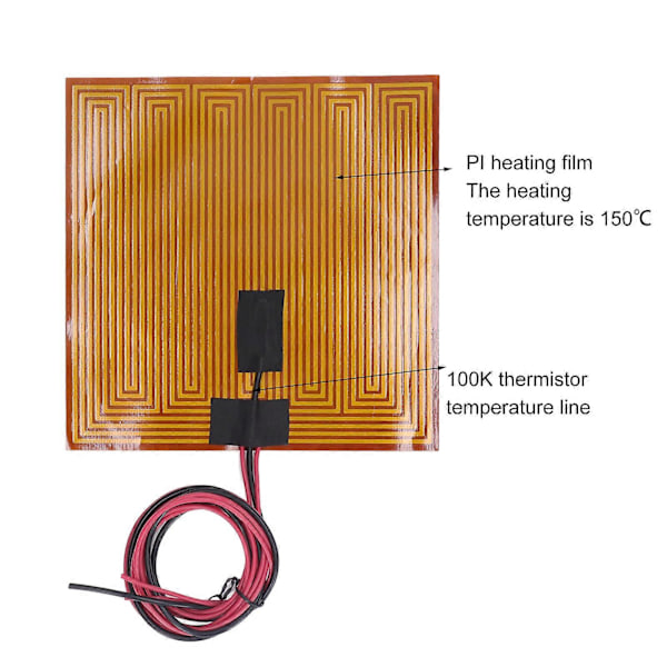 PI Varmeelementer Film Fleksibel 150 20 x 20 cm Selvklebende Varmeplate for 3D-skriver DC24V 150W