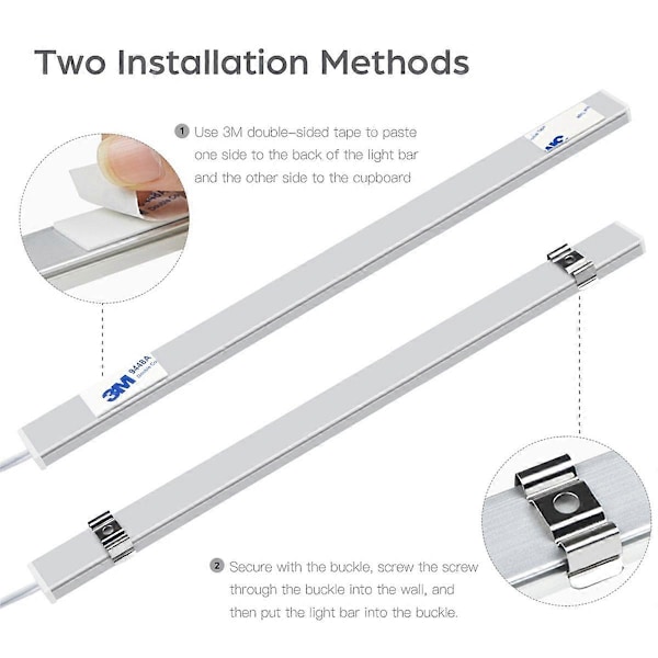 LED Under Cabinet Lampa Genomtränglig Touch-brytare Trä Handskanning Rörelsesensor Dimbar Badrum Nattlampa 40CM EU-kontakt