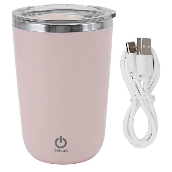 Elektrisk USB-blandningskopp 350ml Läcksäker Automatisk Omrörningskopp Självrörande Kaffemugg Rosa