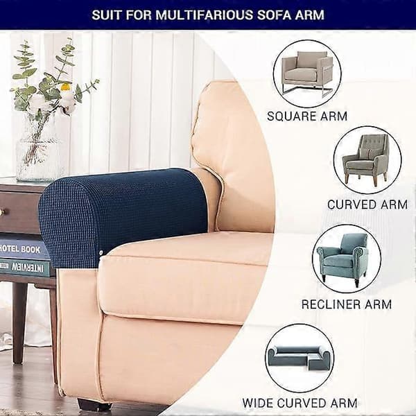 Stretchbara armstödsskydd i spandex för stolar, soffor, fåtöljer och recliner-soffor med vridstift, 2-pack (Marinblå)