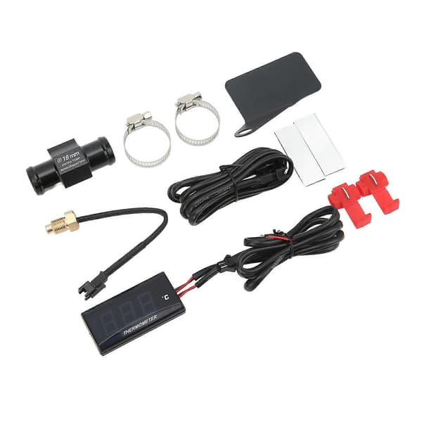 Universal Motorcykel DC12V LCD Super Slim Vandtemperaturmåler Med 18mm Sensor Adapter Erstatning for Suzuki Blå Baggrundsbelysning