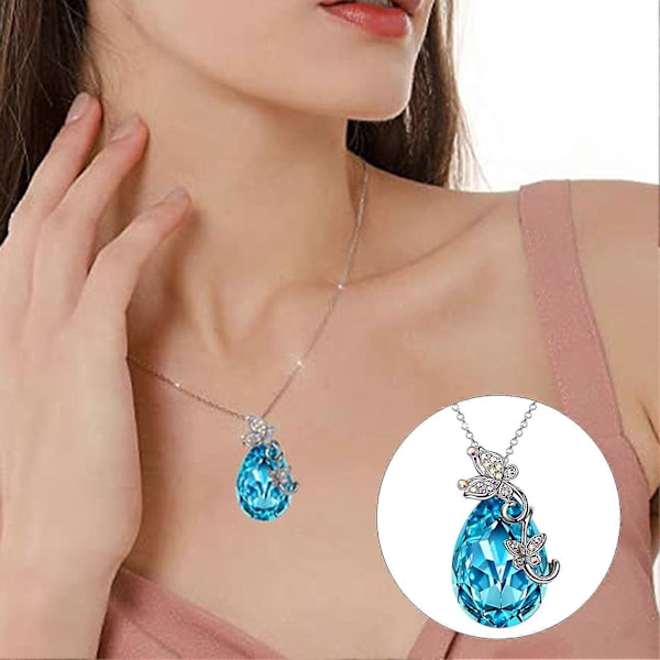 Konstnärligt Damhalsband Inlagt Fint Vattendroppshänge Halsband för Fest