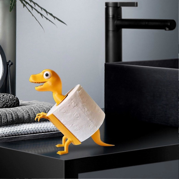 3D-printad dinosaurie toalettpappershållare, fristående, rolig pappershållare för badrum, skrivbordsdekoration
