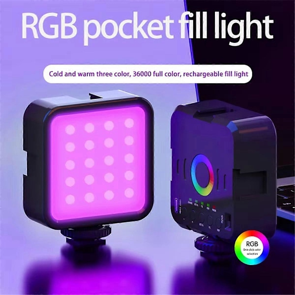 Mini RGB Hot Boot Täyttövalo Live-valokuvaukseen LED Kannettava Tunnelma Kauneus Mobiilikamera Tasku Säädettävä