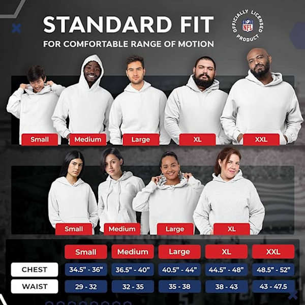 Team Fan Apparel NFL Huvtröja för vuxna - Polyester, ull och bomullsblend - Håll dig varm och representera din teams stil style 13 4XL