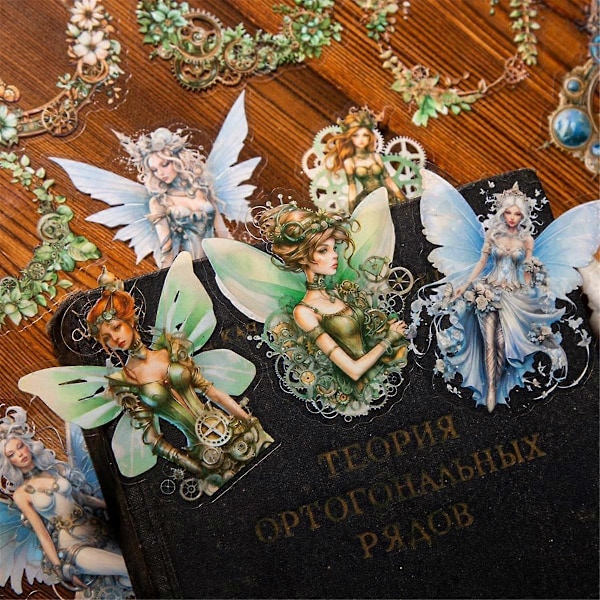 Steampunk Scrapbook Stickers Set, 120 st Fé-dekaler för Scrapbooking, Junk Journaling, Hantverk, DIY-projekt