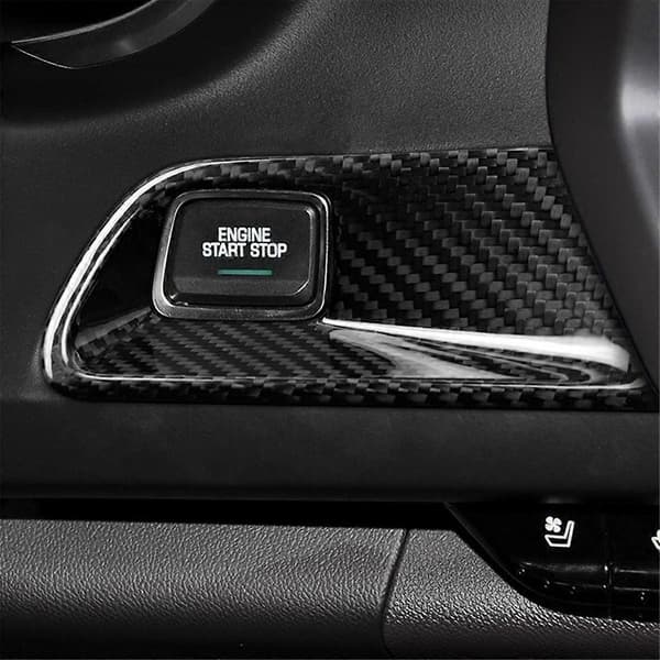 Äkta Kolfiber Dekal Bil Start Stopp Motor Dekal för 2016-2024