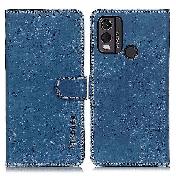 För Nokia C22 Läder Flip Fodral Plånbok Mobilskal Retro Textur Mobiltelefonskal Med Ställ Blue