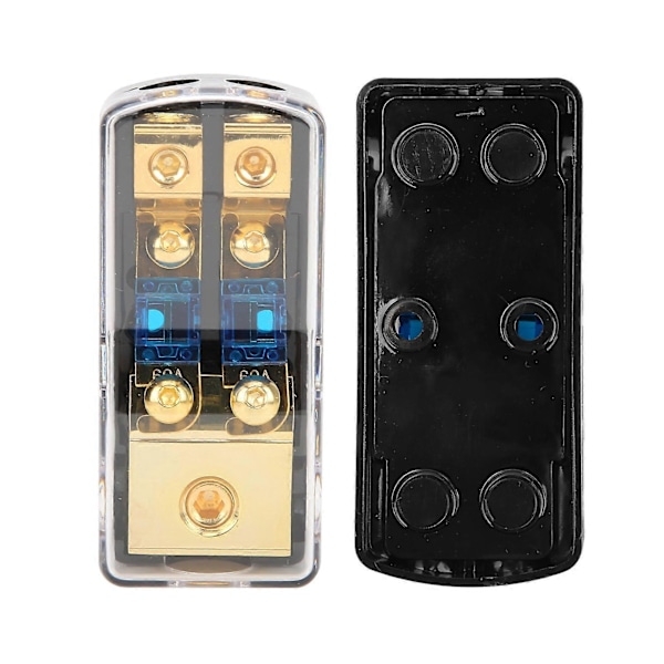 60A Strømfordelingsblok 1 ind 2 veje ud Bil Audio Splitter Kobber Jord Sikringsholder