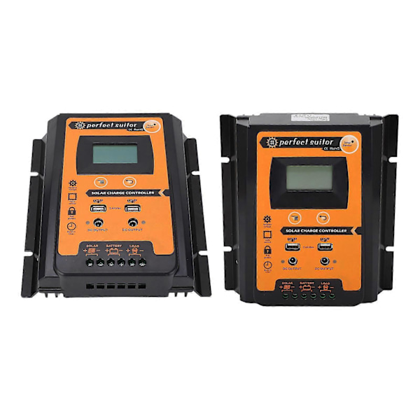 LCD Solar Opladnings- og Afladningscontroller Solpanel Regulator Dobbelt USB-udgang 12V 24V