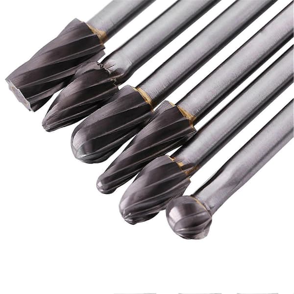 6 stk. Wolframcarbid Aluminium Roterende File Sæt 6mm Skaft 10mm Skærediameter