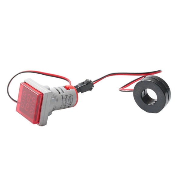 Spenning Amperemeter Digitalt Multimeter Lite Firkantet Strøm Voltmeter LED Lys AC50?500V 0?100A 22mm Rød